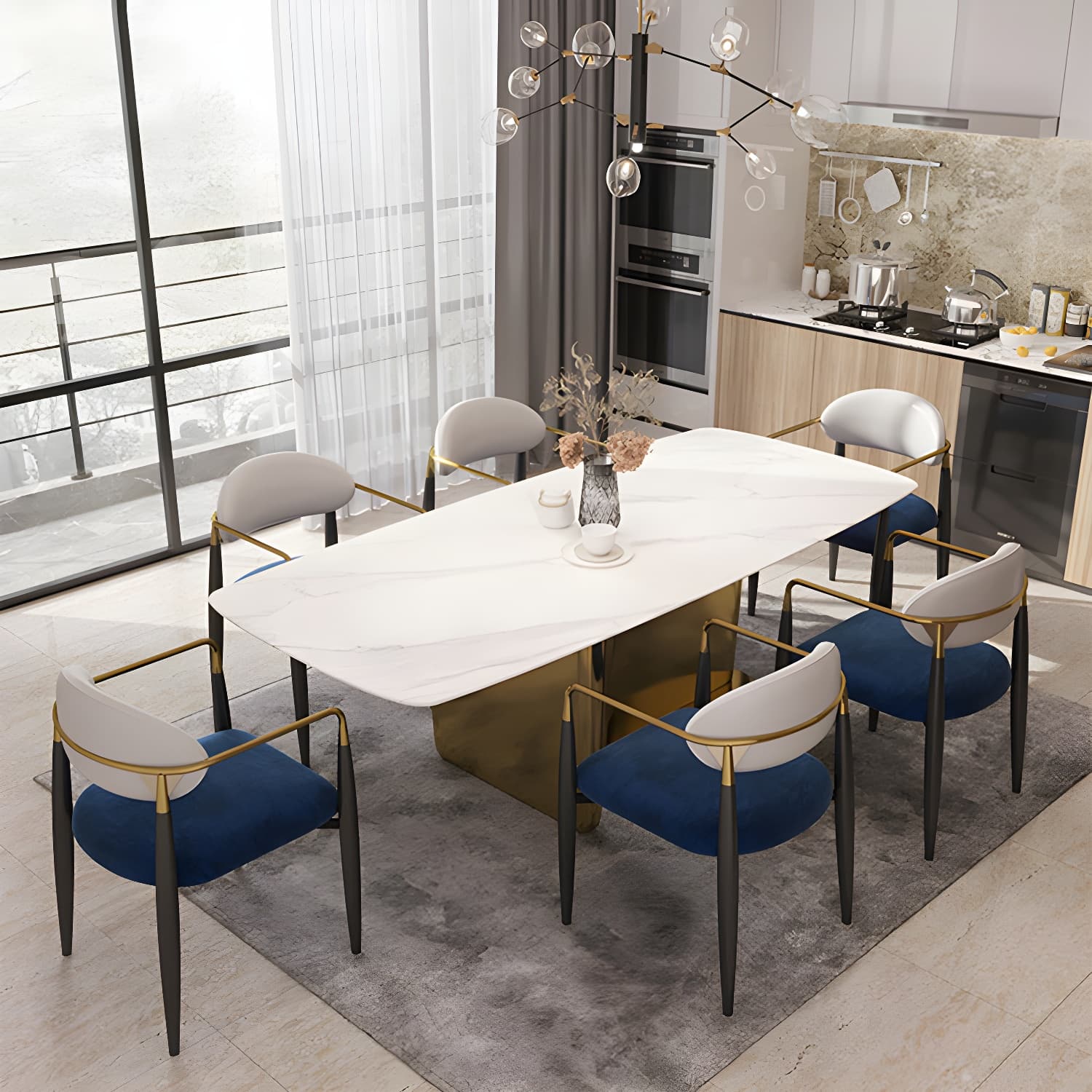 Modern Style Arm Chair Open Back Dining Chair with Metal Legs - image 21