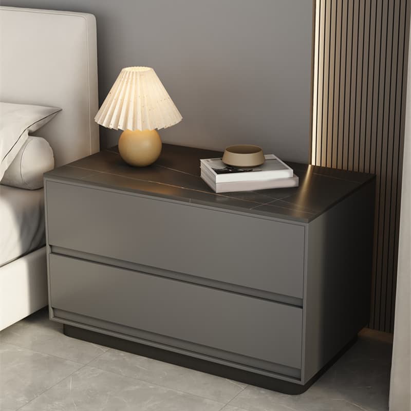Modern Two-Drawer Wood Nightstand - Small Size - No Distressing - 40cm Width - image 11