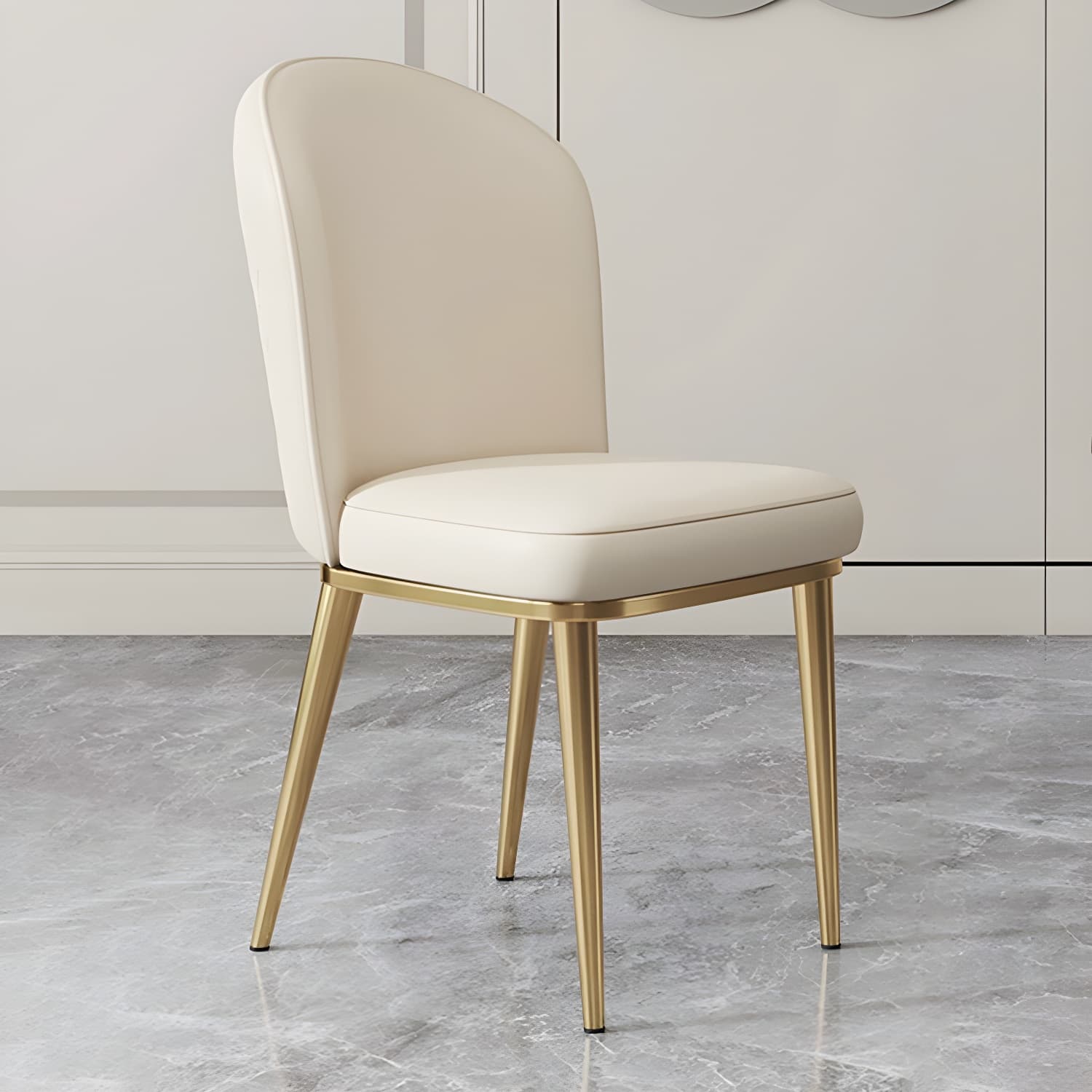 Gold Leg Glam Side Chair with Low Back and Upholstered Faux Leather in Polyurethane Material - image 8