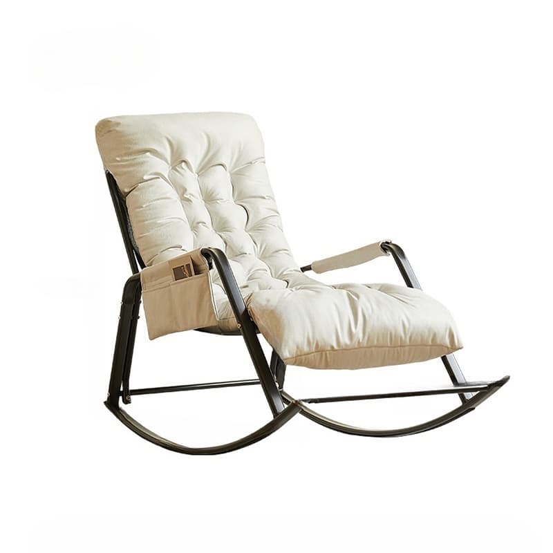 Chic Upholstered Indoor Rocking Chair with Modern Black Metal Legs - image 12