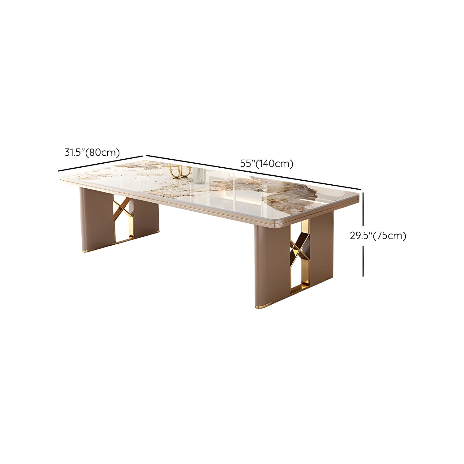 Glamoro 80cm Rectangular Metal Dining Set in Off-White with Gold Base - image 12