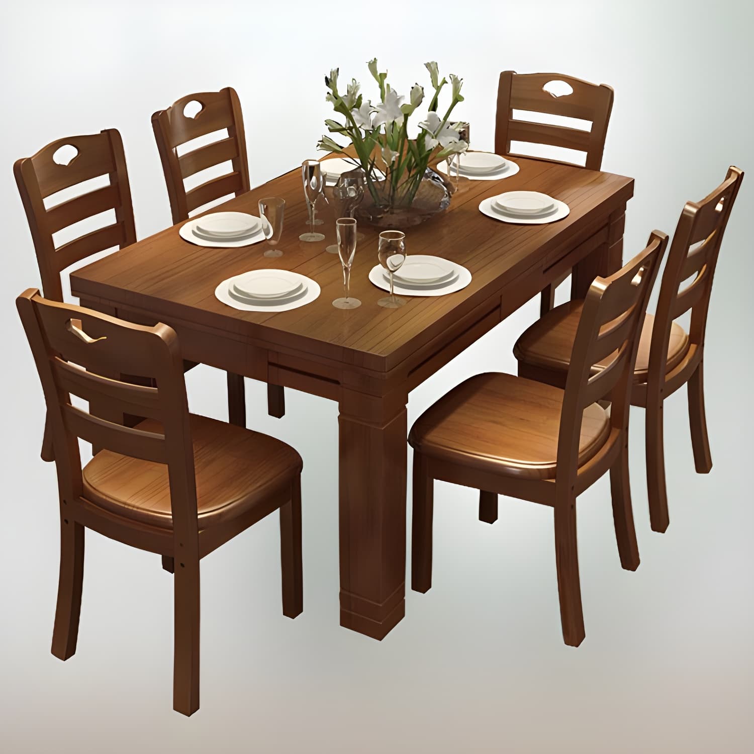 7-Piece Modern Wood Dining Set with Solid Wood Features and Seating for 6 - image 12