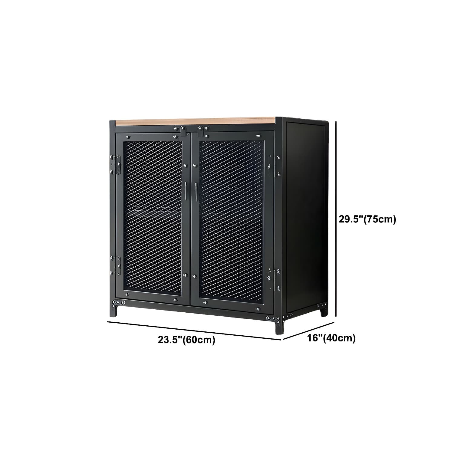 29.5" Tall Metal Accent Cabinet Industrial 2 - Door Chest with Wood Top - image 14