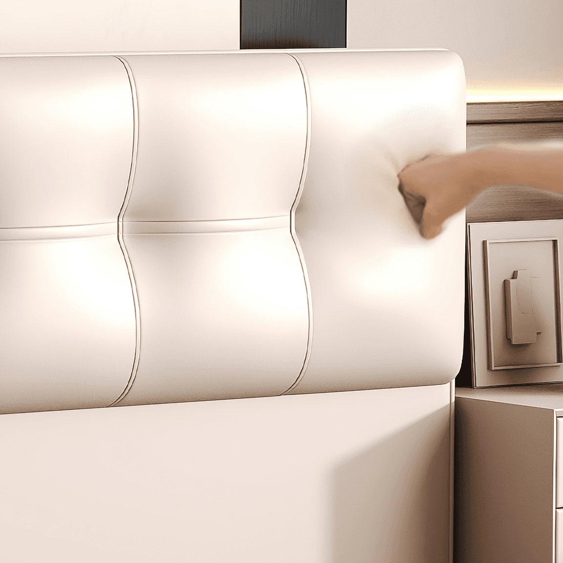Simplistic Style Panel Headboard with No Distressing, Piled Tufted Rectangular Design for King/Queen/Full Bed, Featuring Sponge Upholstery and Standard Height - image 11
