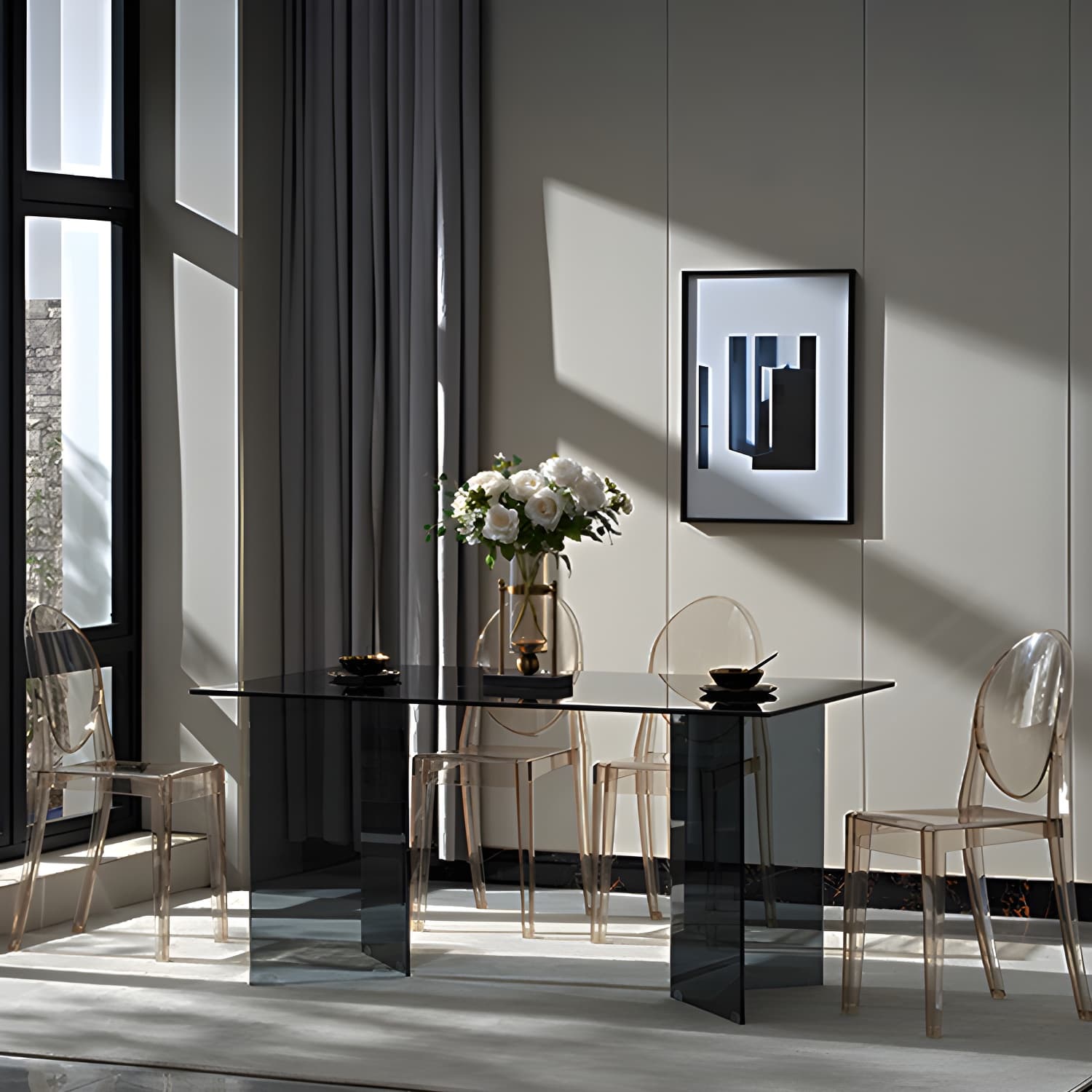 Modern Tempered Glass Dining Table Glass Base for Dining Room - image 13