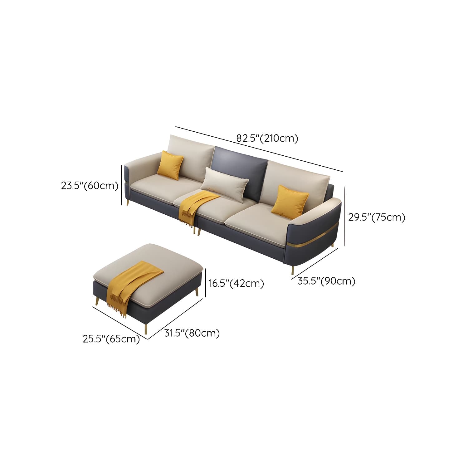 Glam Beige Tech Cloth Sectional Sofa with Pine Frame in Stationary Design - image 22