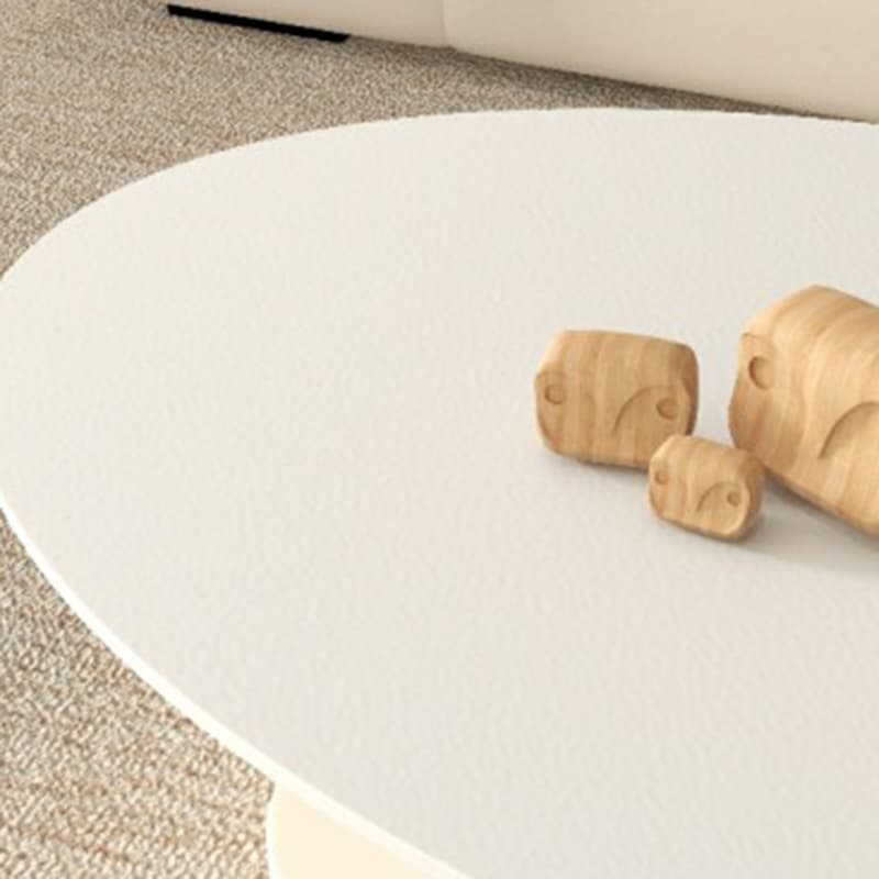White Stone Modern Coffee Table with Abstract Steel Base for Living Room - image 6