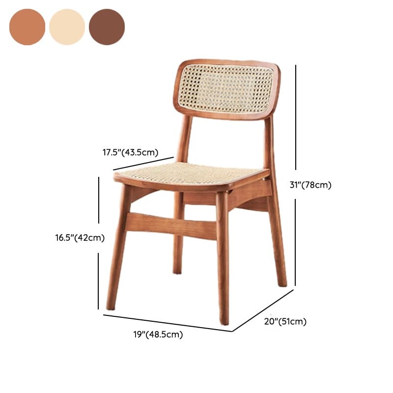 Leatherette/Wood/Rattan Entwined Balanced Armless Chair with Uncovered Back and Timber Legs in Sepia/Ink/Wood Color in a Scandinavian Style - image 23