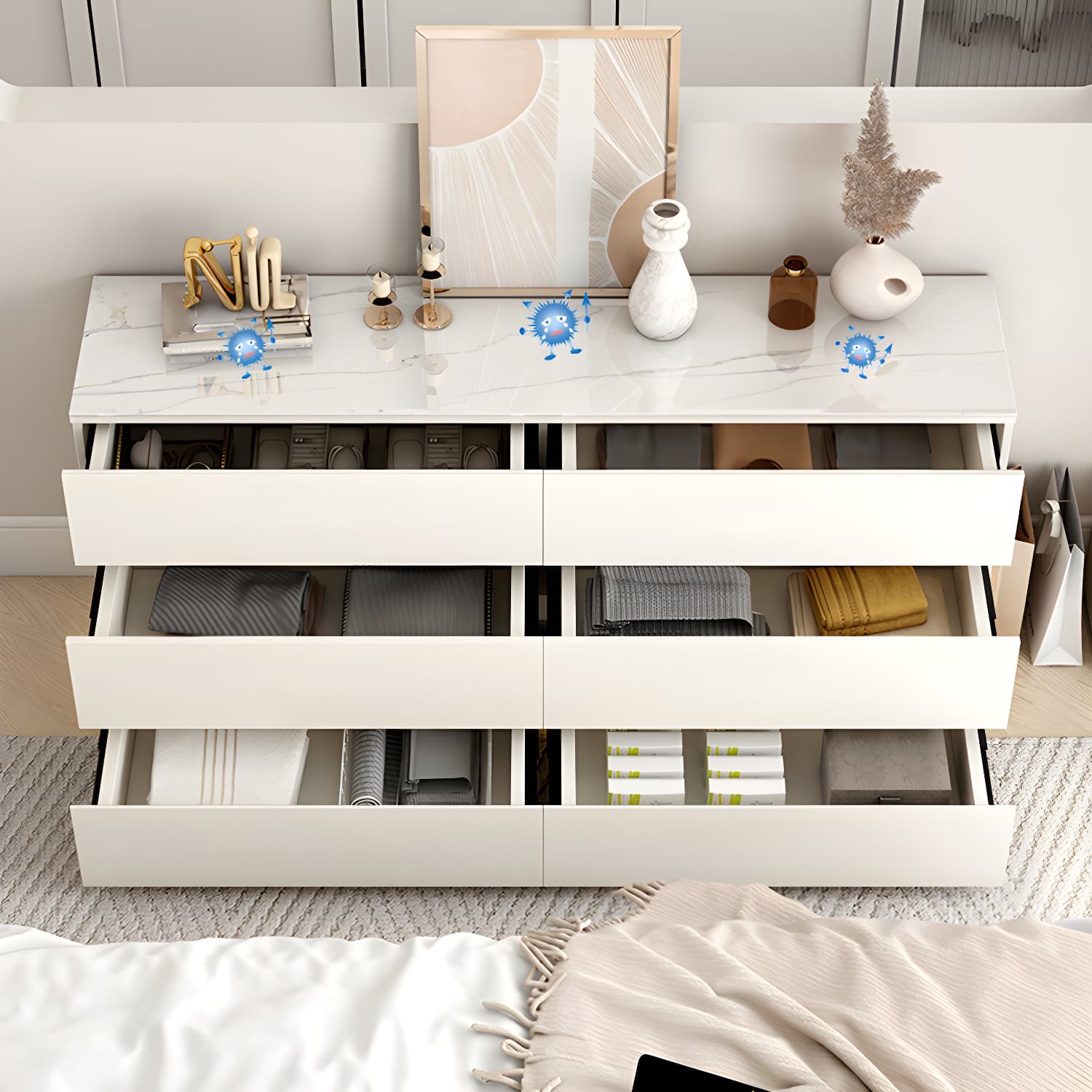 13.65-inch W Stone Storage Chest Dresser Modern Storage Chest - image 5