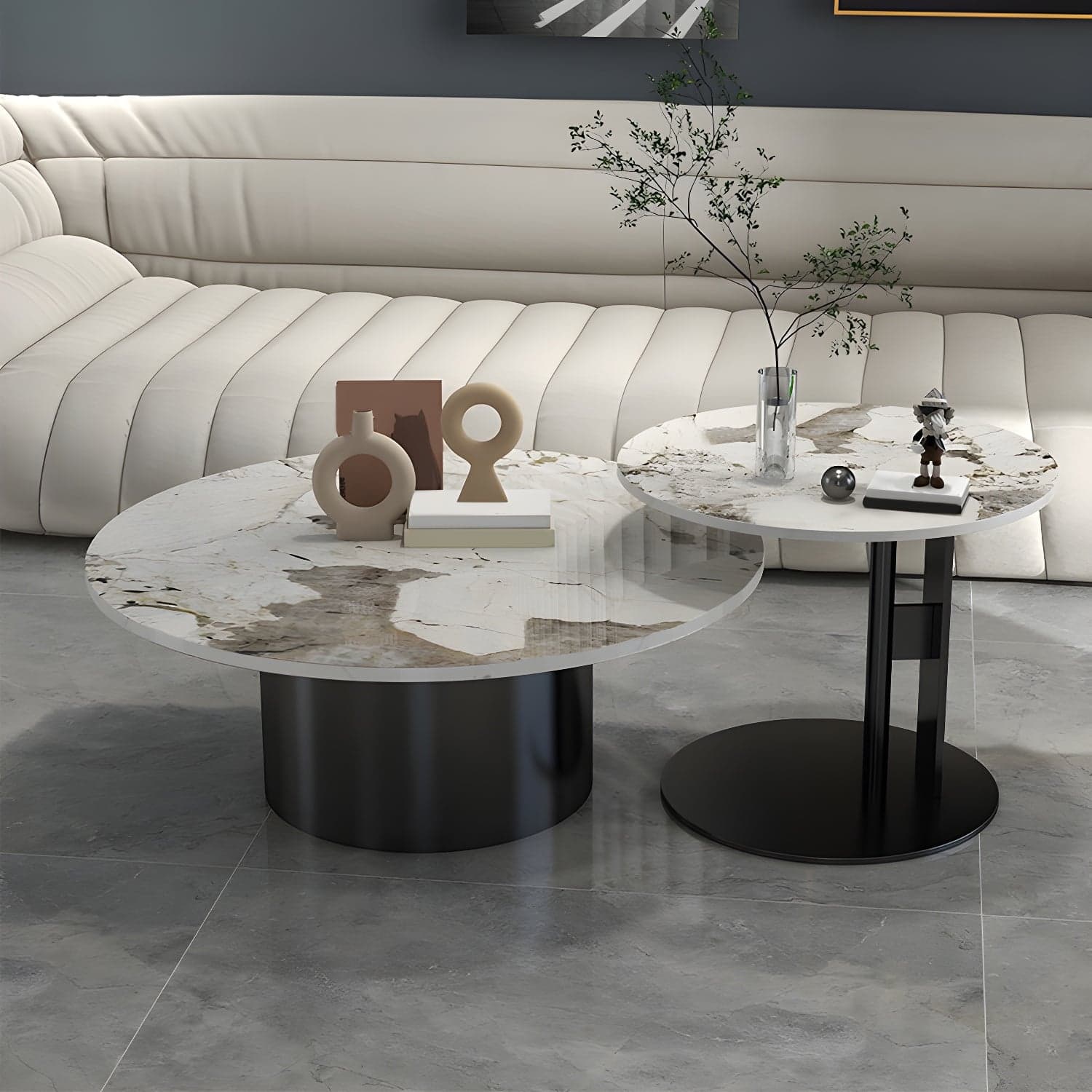 Pedestal Cocktail Table Contemporary Slate Top Coffee or End Table - image 5