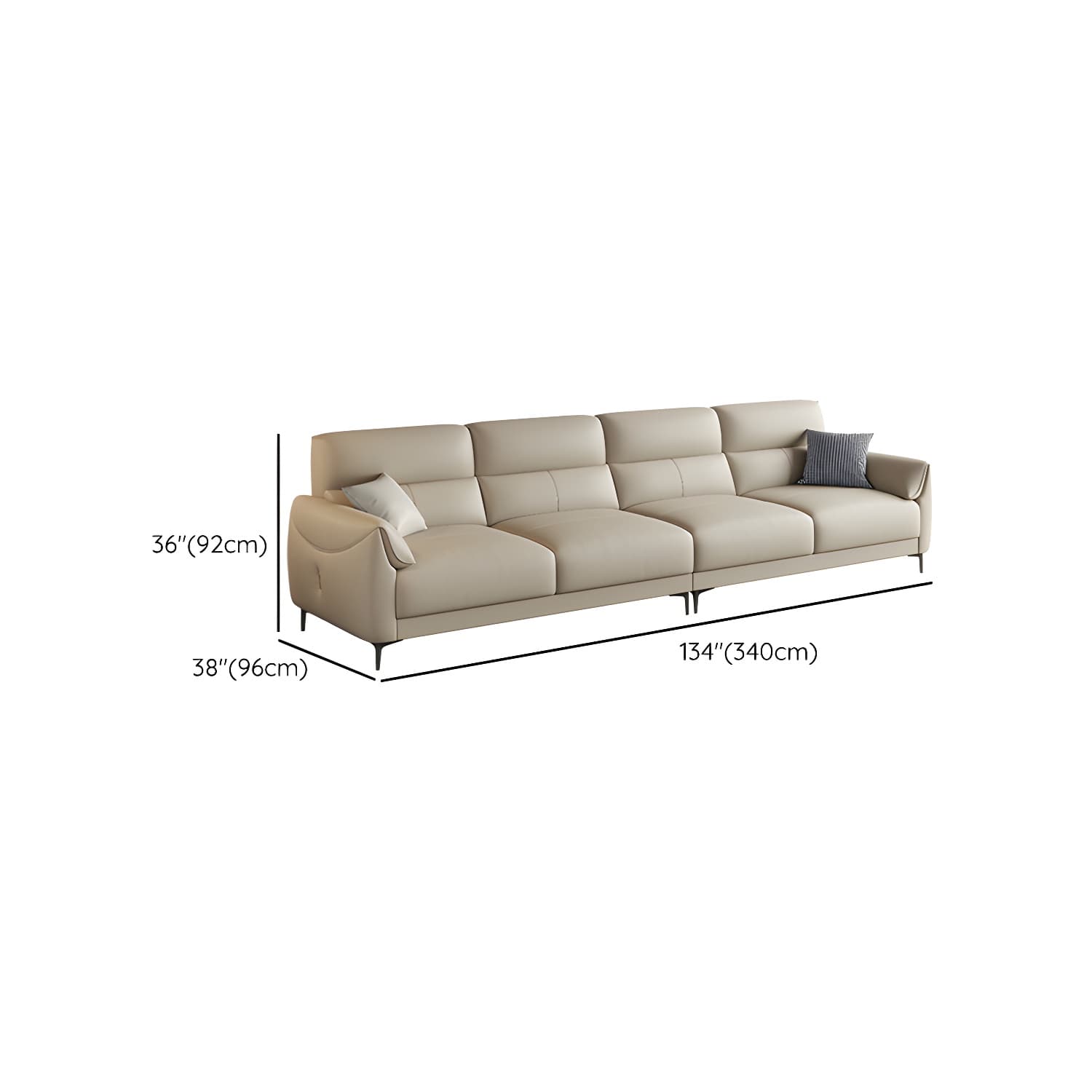 Modern Beige Leather Stationary Sectional Sofa with Pine Wood Frame - image 14