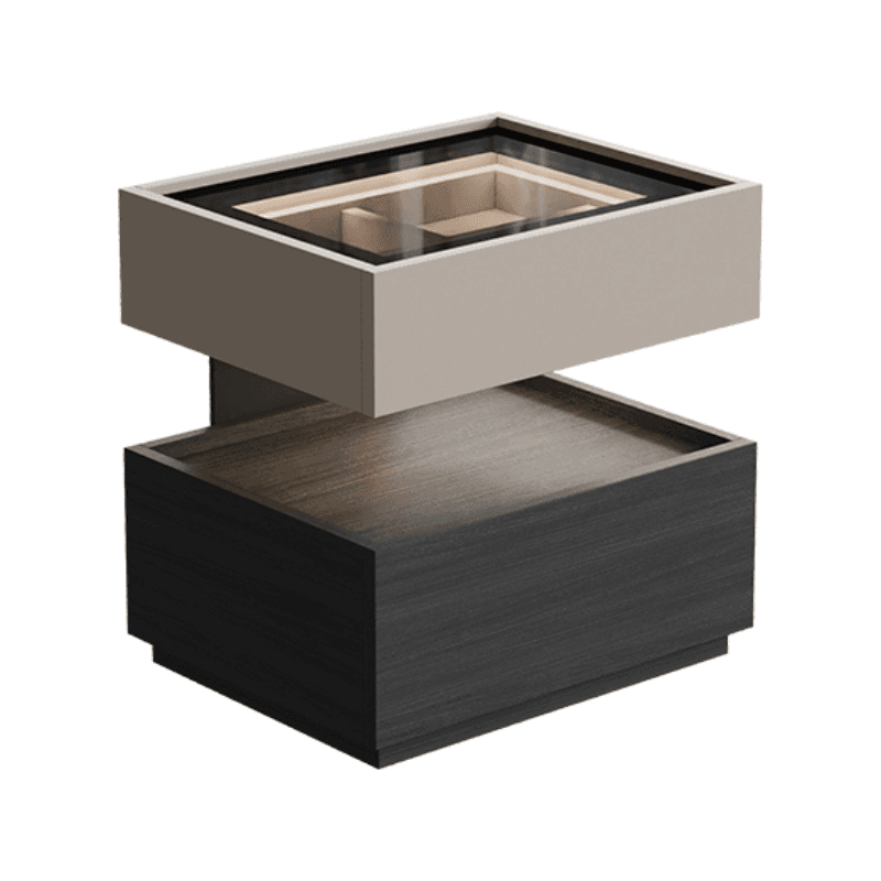Organic Modern Nightstand With Drawer Organization with Glass Countertop and Illuminating Lighting