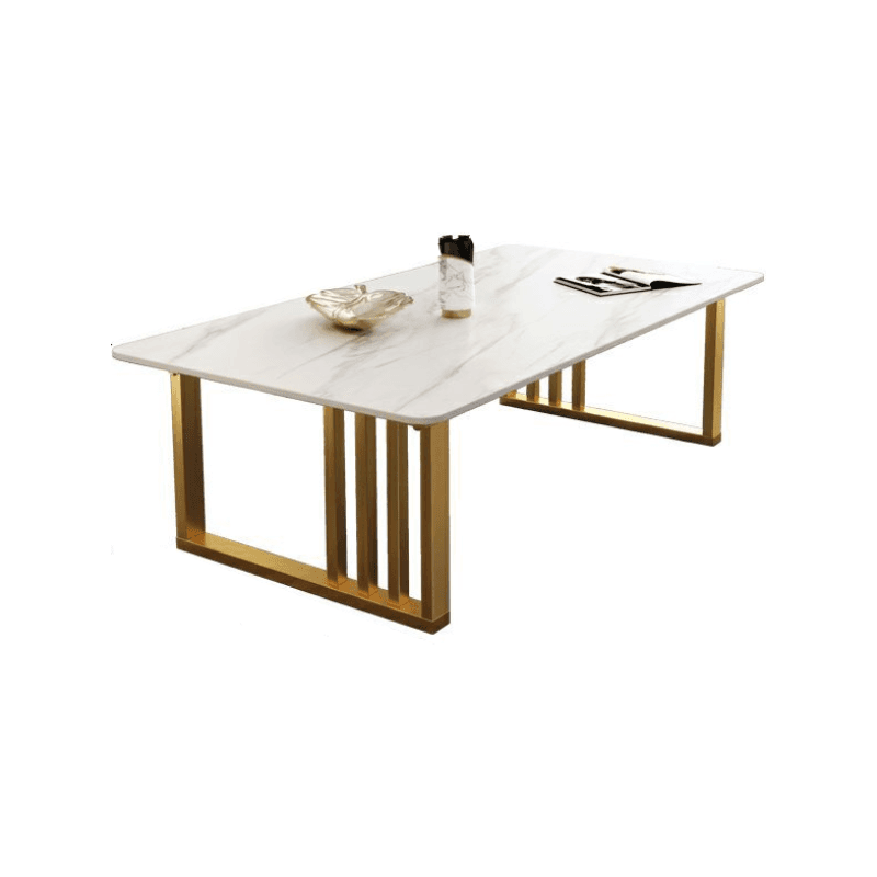 Lavish/Mission Style White Sintered Stone Geometric Figure Single Side Table with Sledge Base - image 5