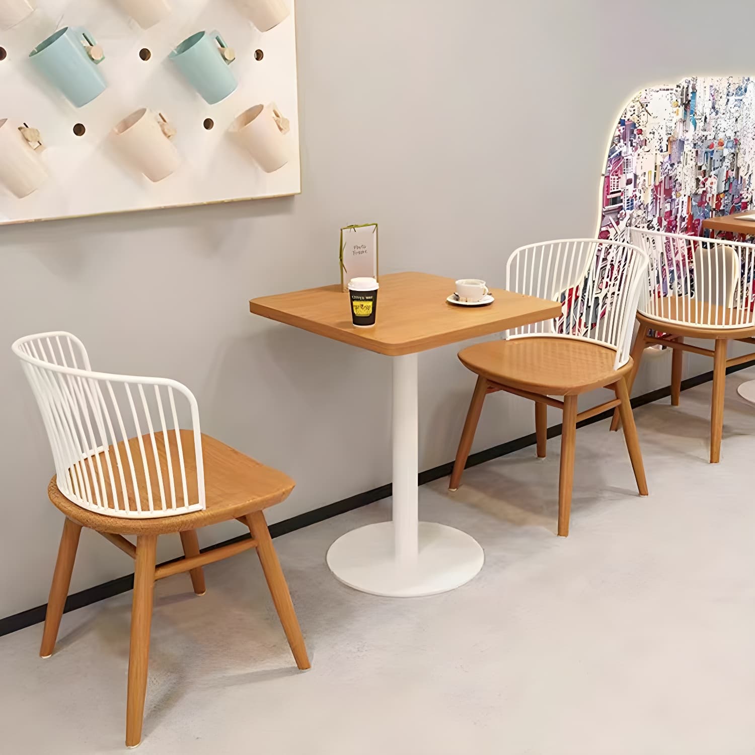 Modern Natural Pine Solid Wood Top Dining Table with Iron Base - image 5