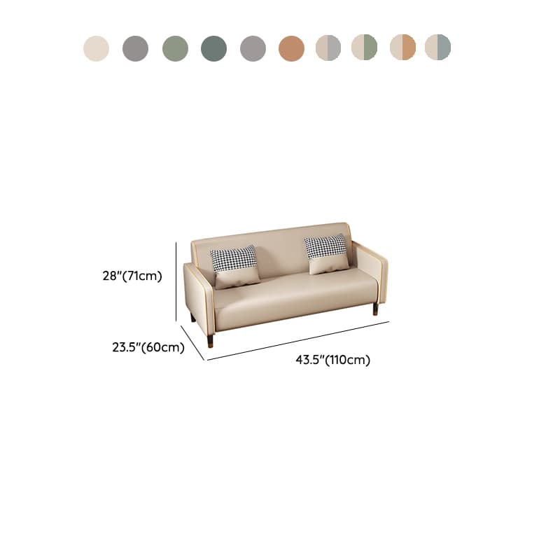 Trendy Solid Color Stain Resistant Loveseat in Synthetic Leather Grey/Beige/Amber Color for 2 People with 2 Pillows - image 16