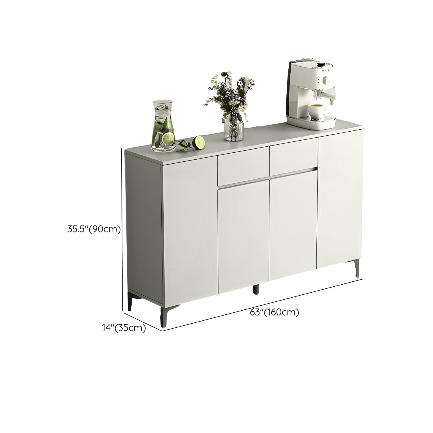 Contemporary Living Room Stone Top Sideboard with Doors and Drawers - image 17