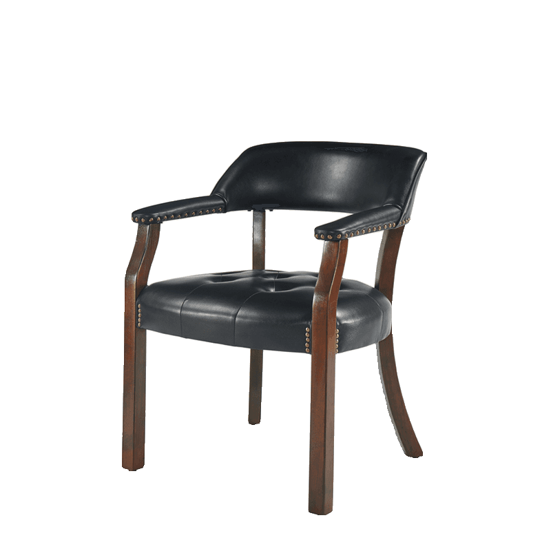 Sturdy Dining Room Arm Chair with Rollers, Decorative Nailhead, and Outlined Frame