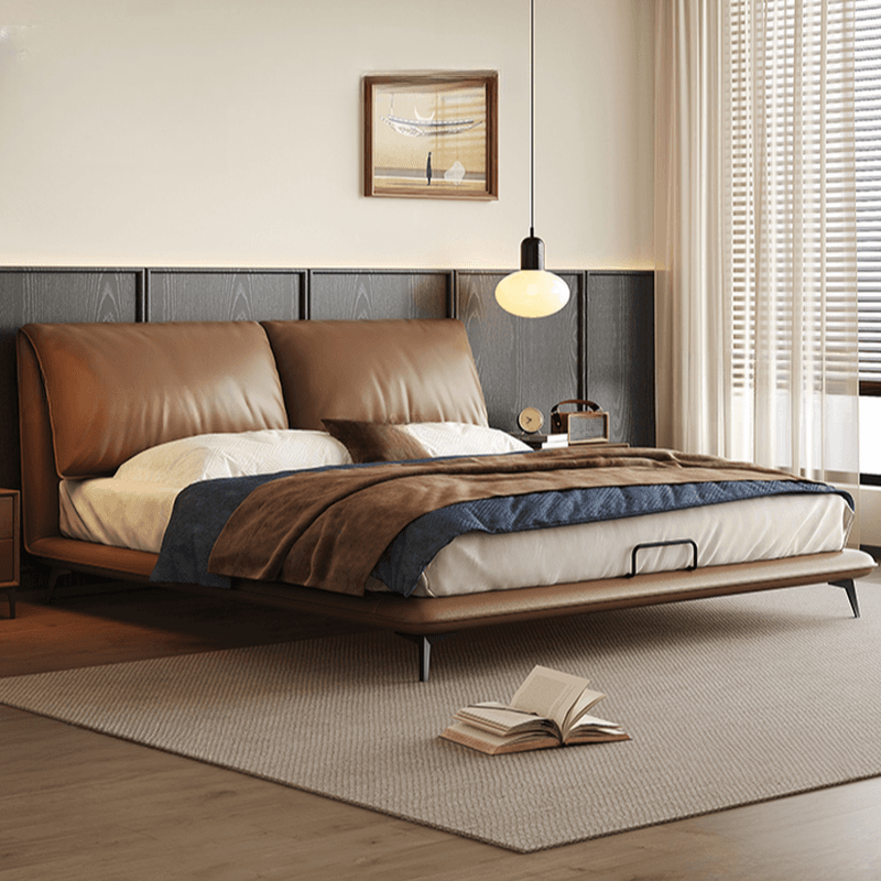 Storage Included Panel Bed with 3 Storage Boxes, Pine Wood Frame, and Sponge Upholstery