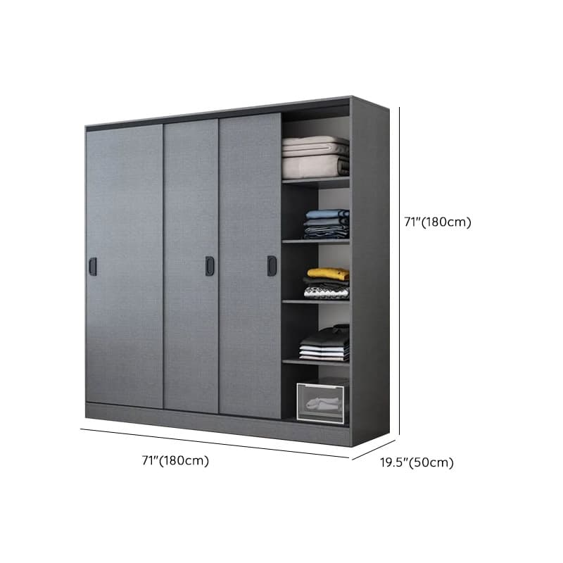 Dove Grey Modern Timber Wardrobe with Self-supporting Design, Soft Close Features, and Clothing Rod - image 11