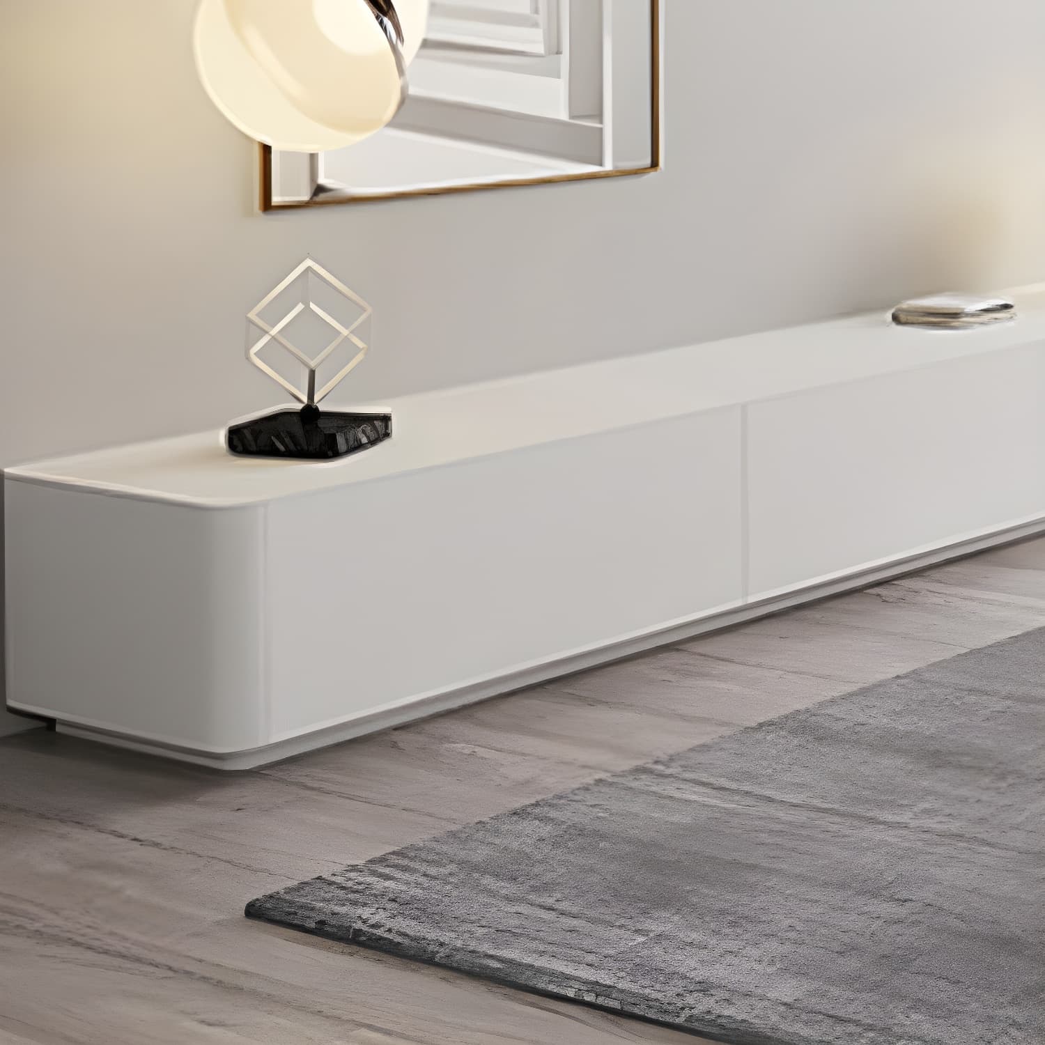 Scandinavian TV Console, White TV Stand with Drawers for Living Room - image 7