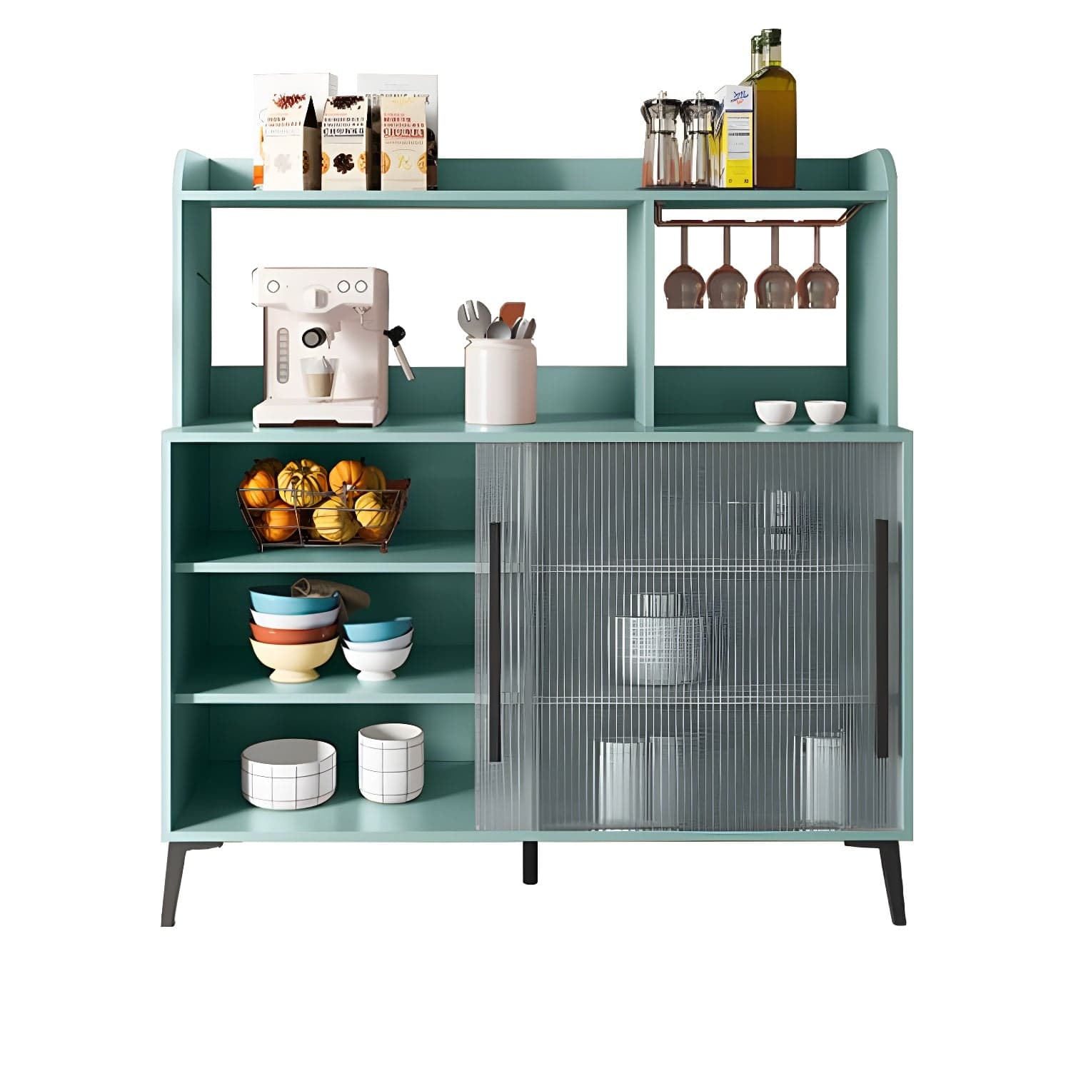 Contemporary Engineered Wood Glass Door Sideboard with Shelf for Dinging Room - image 3