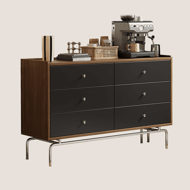 Casual Composite Wood Console Dresser with 6 Drawers, Horizontal Design