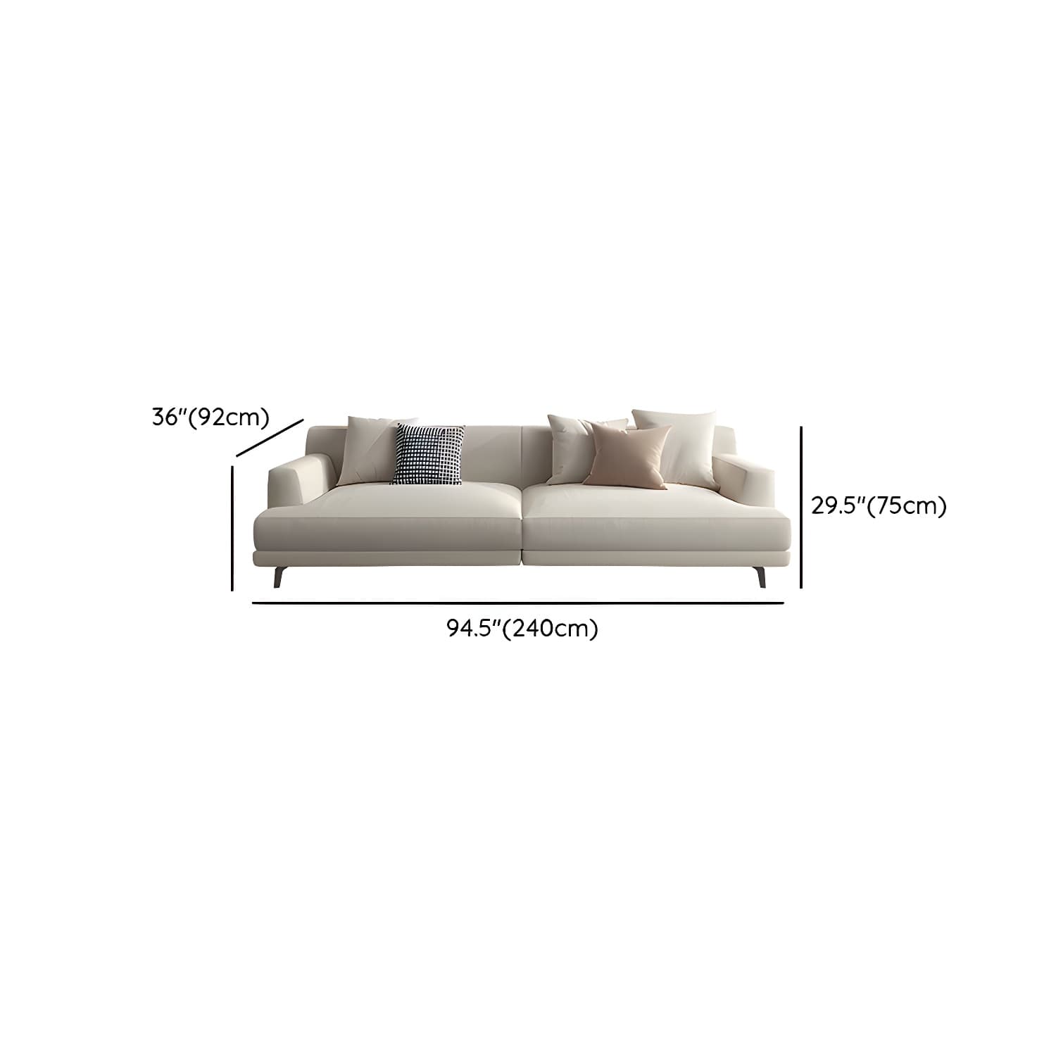 Modern Beige Cotton and Linen Sectional Sofa with Pine Wood Frame - image 12
