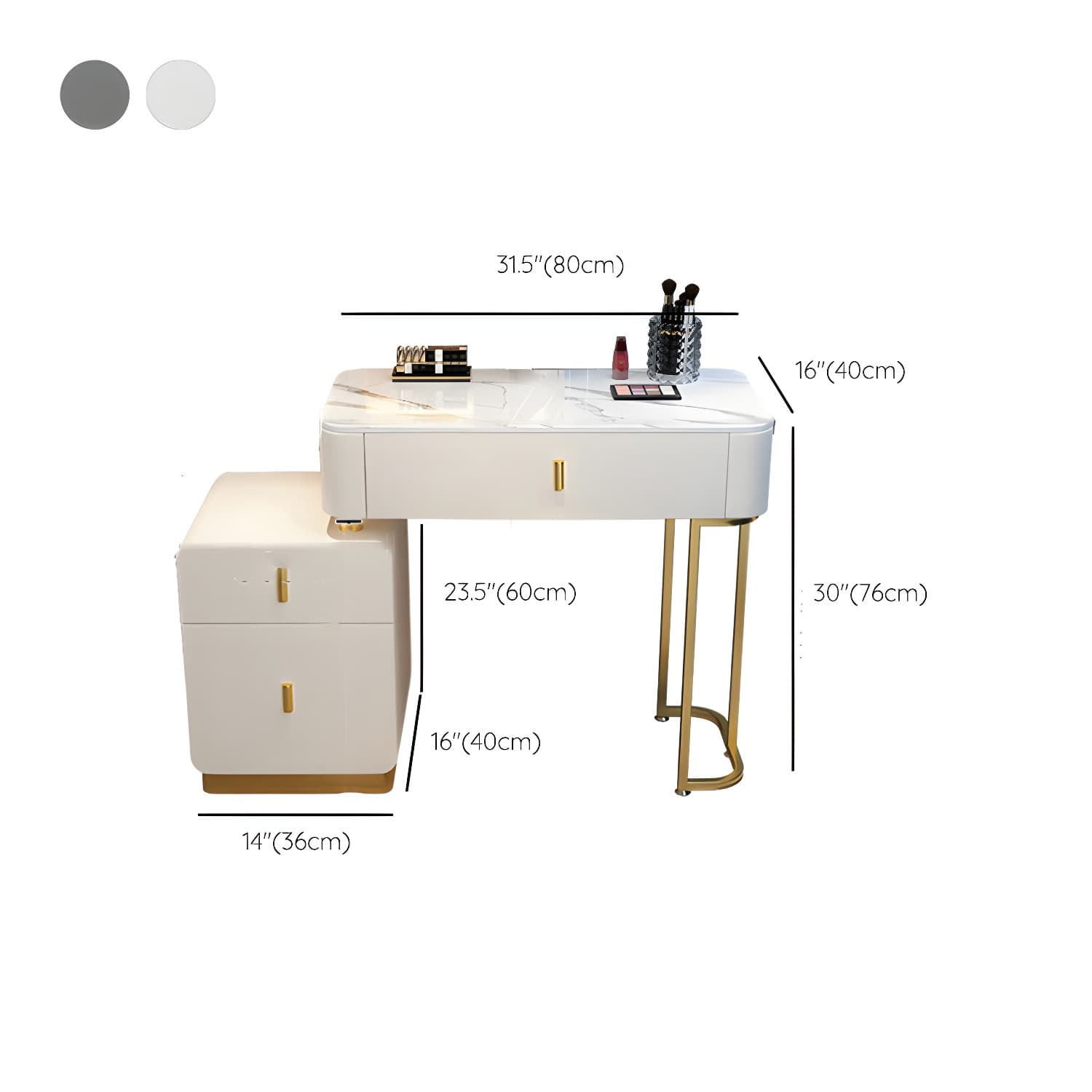 Glam Stone Makeup Counter Bedroom Vanity Dressing Table with Drawer - image 24