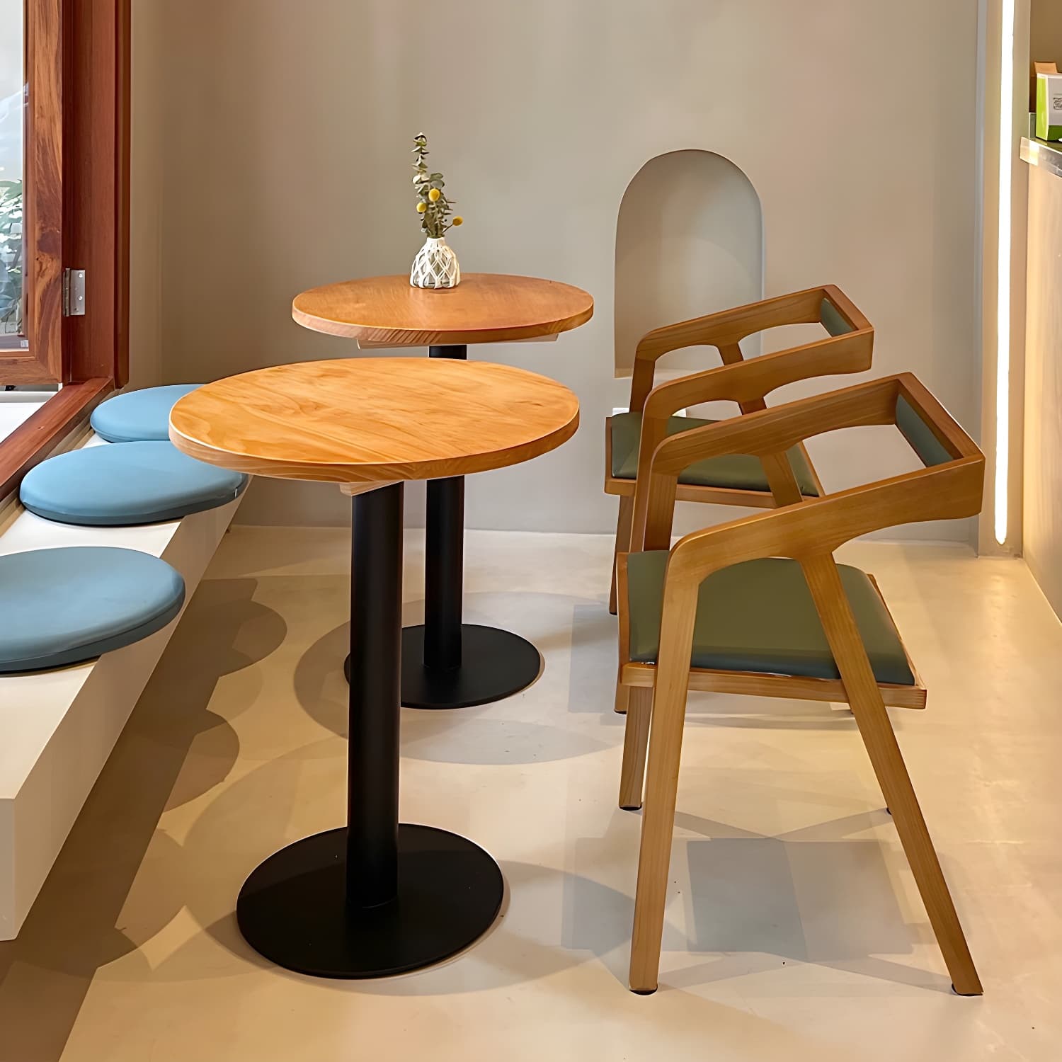Modern Natural Pine Solid Wood Top Dining Table with Iron Base - image 9