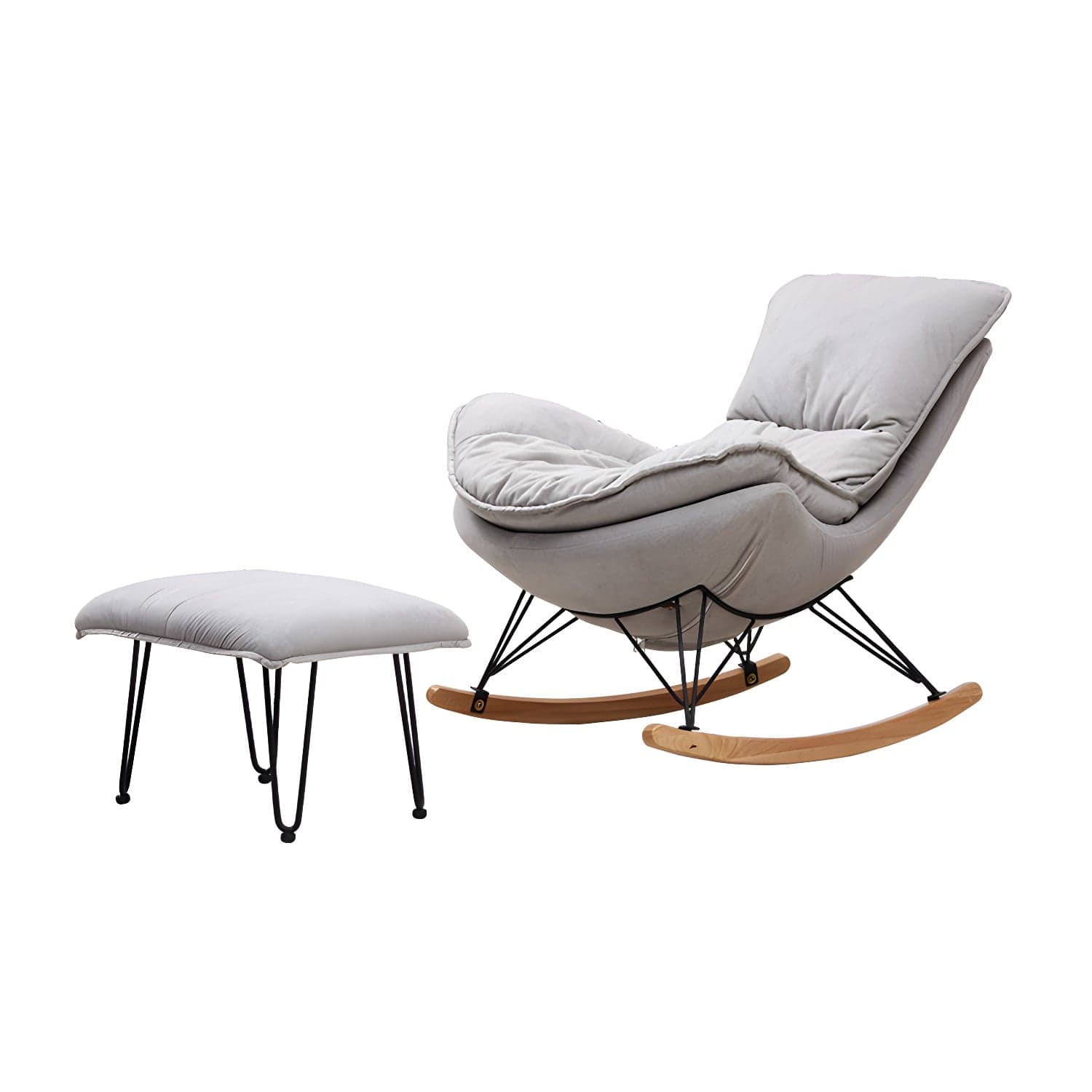 Modern Style Rocker Chair Metal Frame Spindle Cushions Rocker Chair with Ottoman - image 6