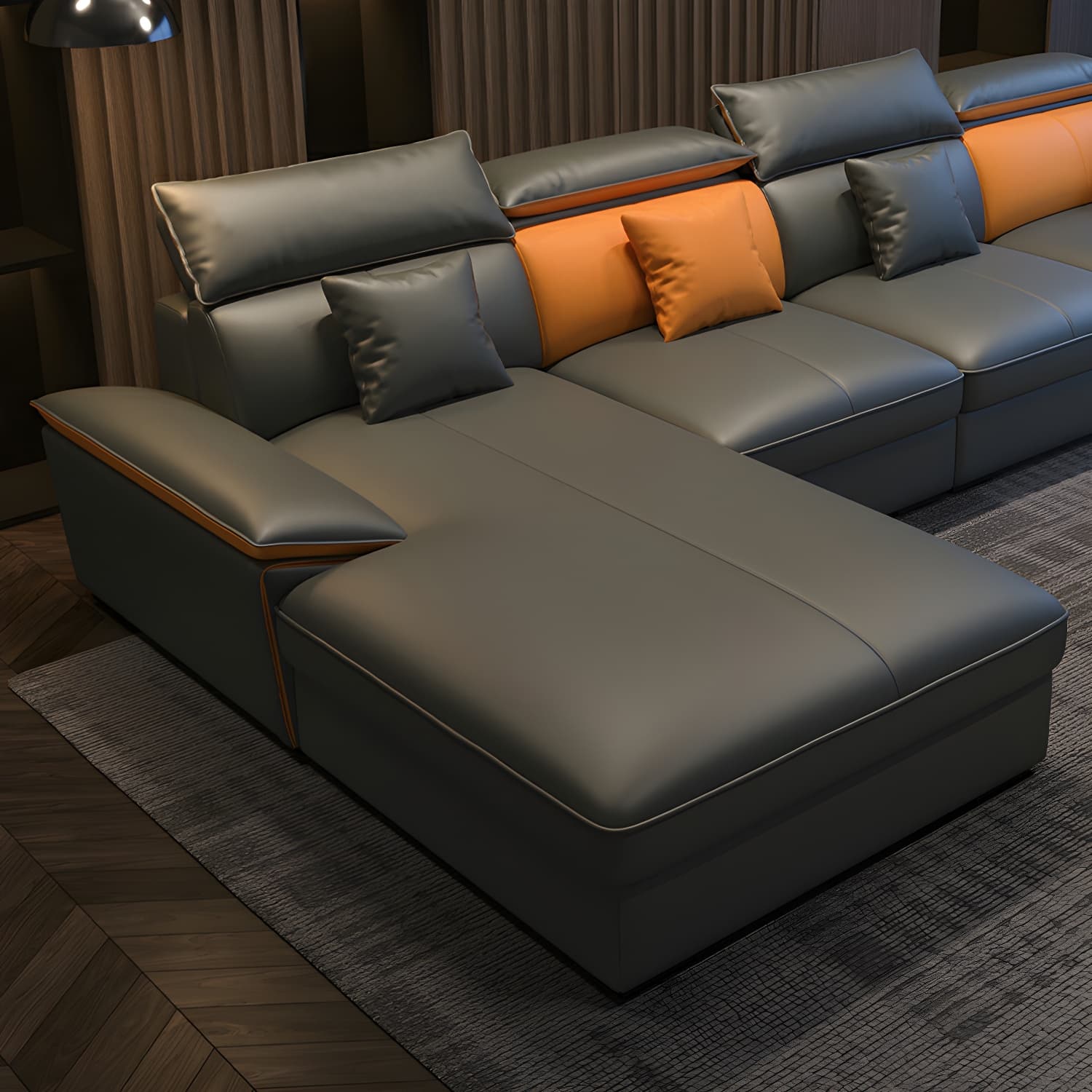 Modern Gray Tech Cloth Sectional Sofa with Pillow Top Arms and Cushion Back - image 9