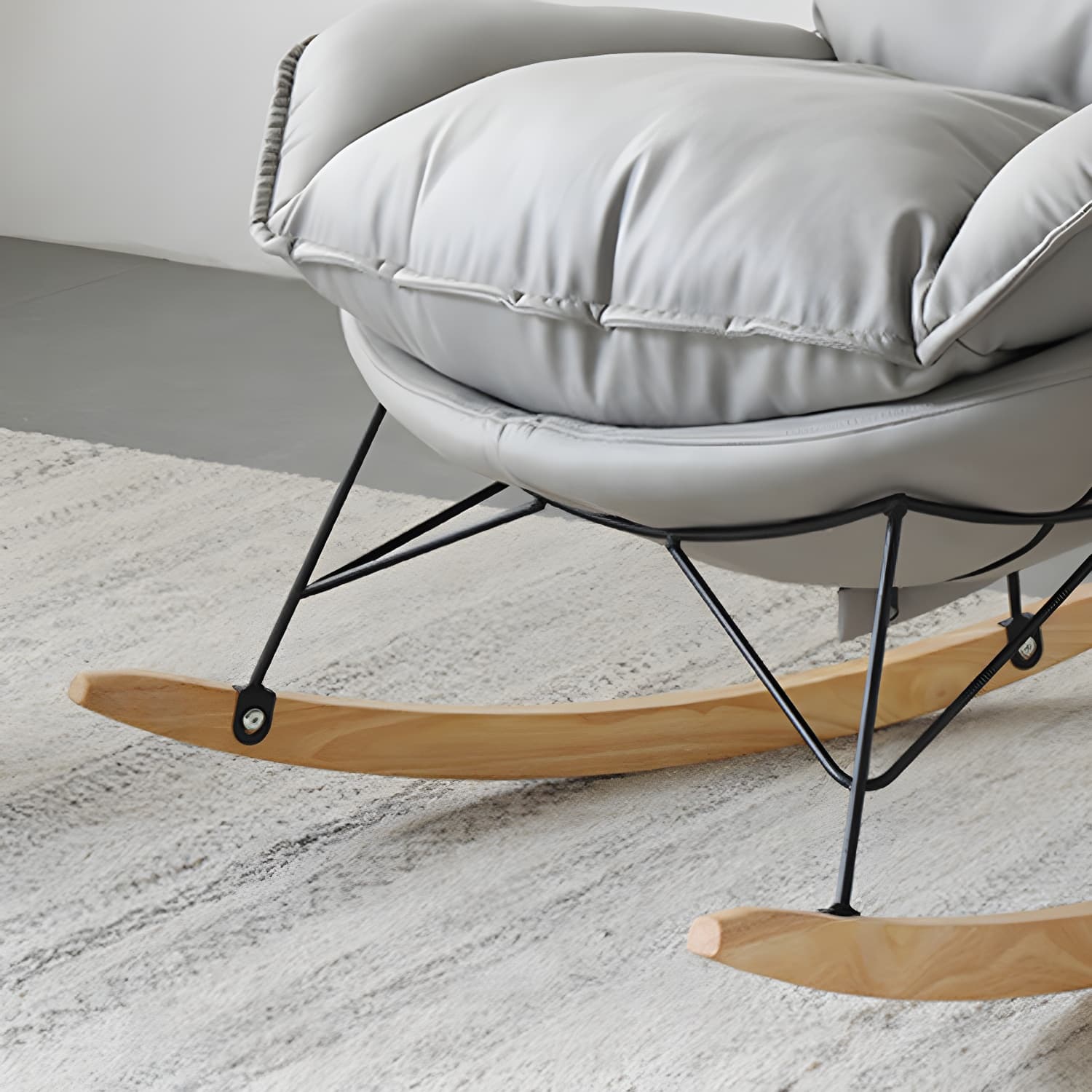 Contemporary Nursery Rocking Chair Indoor Sofa Rocking Chair with Ottoman and Cushion - image 12
