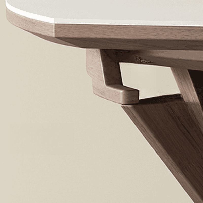 Minimalist Rounded Slate Dining Table Set with 4 Legs, Fold-away Leaf, and Light Gray/White Finish - image 10