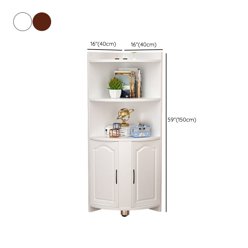 Modern Wood Corner Accent Cabinet with Open Shelves Wood Doors and 1 Cabinet for Living Room - image 12