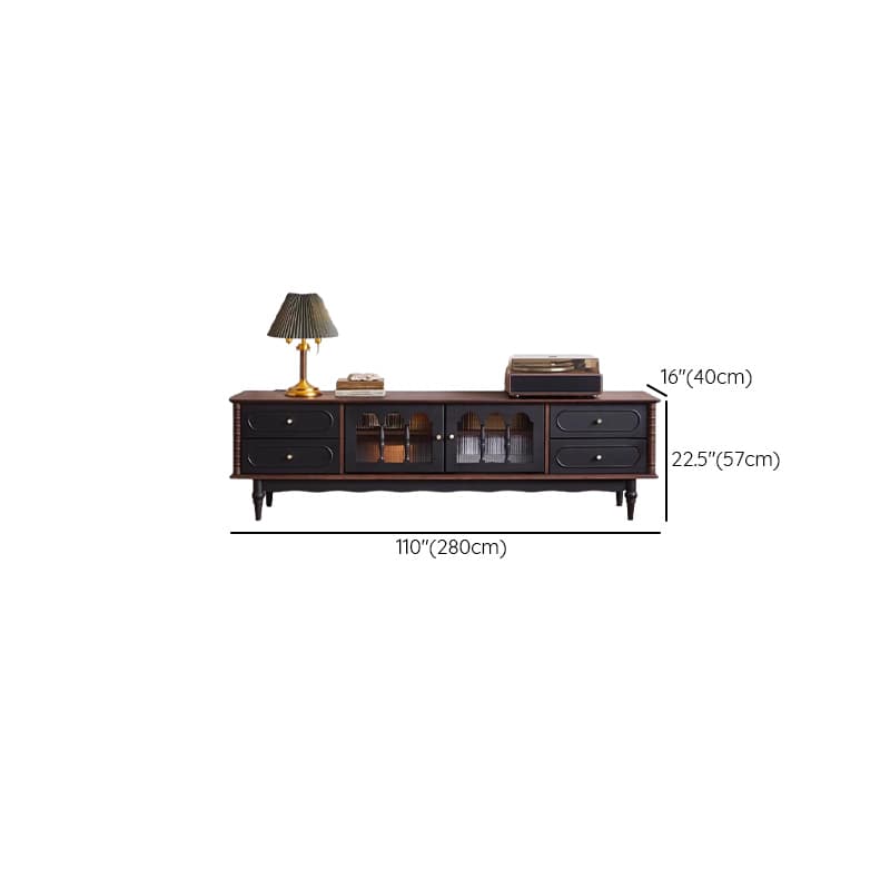 Pecan Art Deco Natural Wood TV Stand with 4 Drawers, Locker, Cable Management, and Adjustable Shelving - image 12