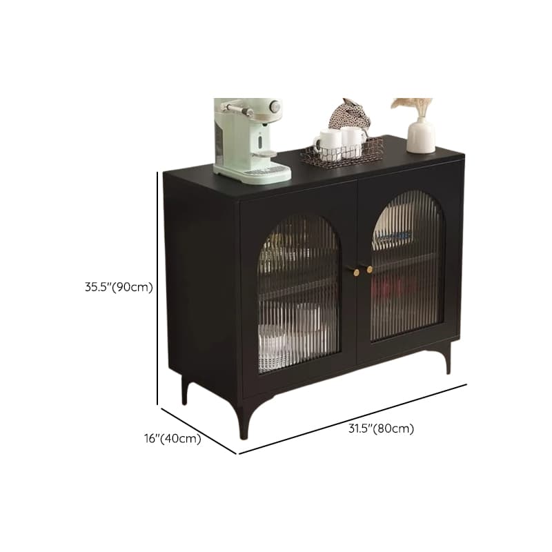 Narrow/Standard Coal Sideboard in Wood with Hutch, Glass Doors and Flexible Shelf in a Modern Style, 3 Drawers Included/Not Included - image 8