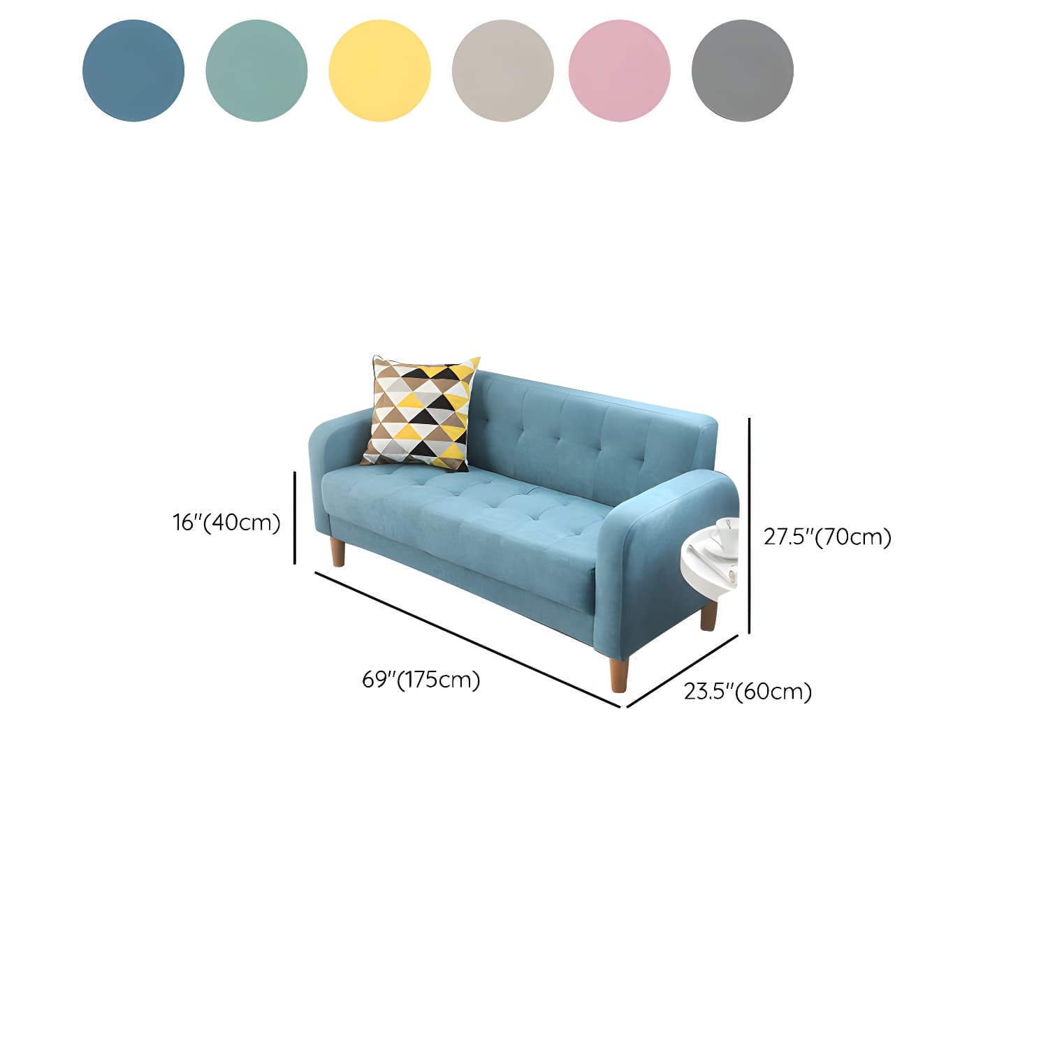 Tufted Fabric Sofa with Four Wooden Legs Square Tufted Sofa for Bonus Room - image 26