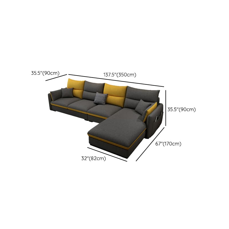 Modern Gray Stationary Sectional Sofa with Wood Frame and Cushion Back - image 20