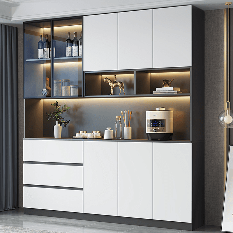 Standard/Wide Chalk 3 Drawers Closet 2 Shelves/1 Shelf Glass Doors Functional Storage Cabinet Sideboard - image 3