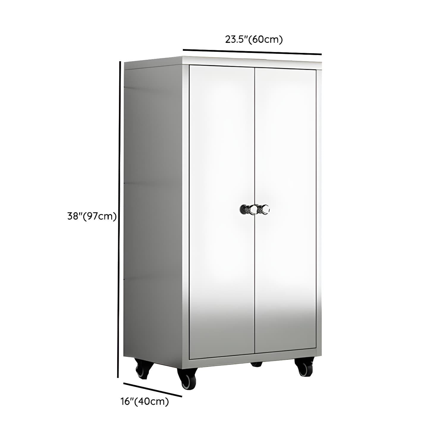 Chrome Stainless Steel Sideboard Cabinet with Cabinets, Adjustable Shelves, and Glass Doors - image 14