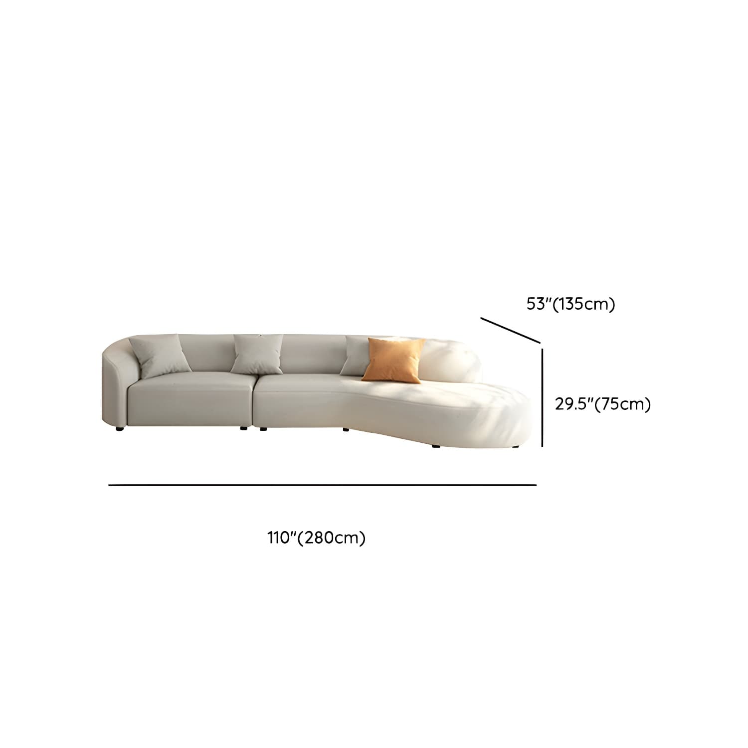 Modern Beige Sectional Sofa with Flared Arms and Cushion Back Design - image 16