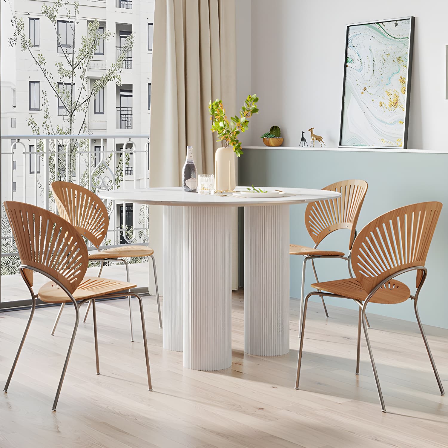 Contemporary Dining Table Round Dinner Room Table with Pedestal Base - image 3