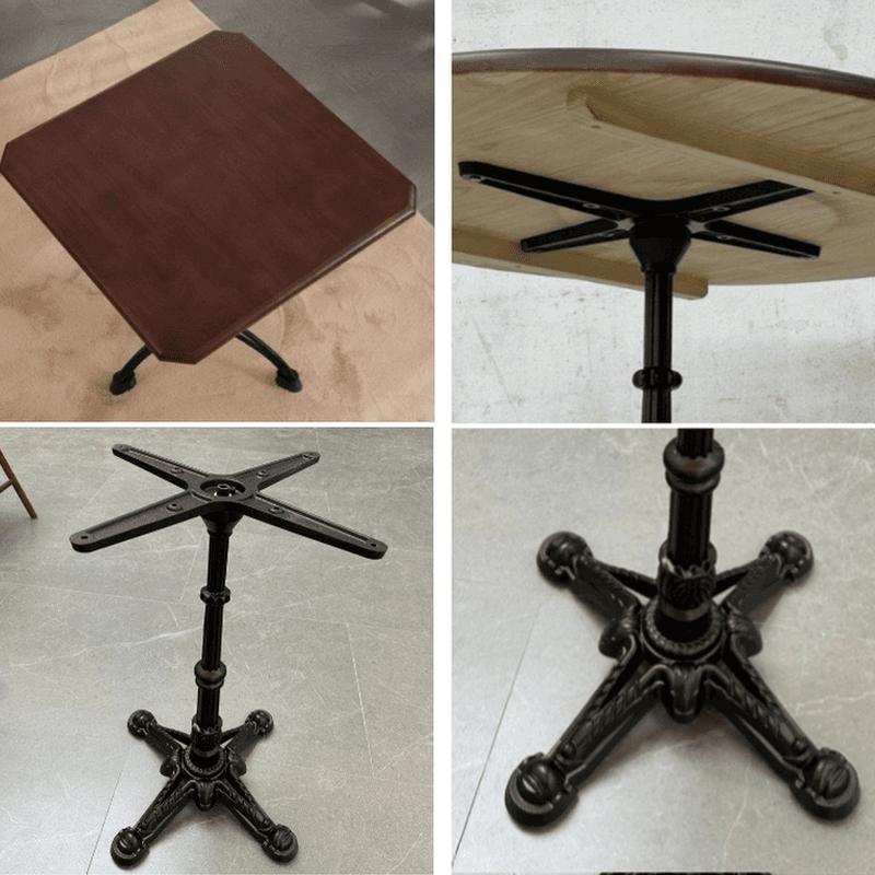 Industrial Natural Wood Finish Dining Table with a Rubber Solid Wood Tabletop and Metal Black Base - image 11