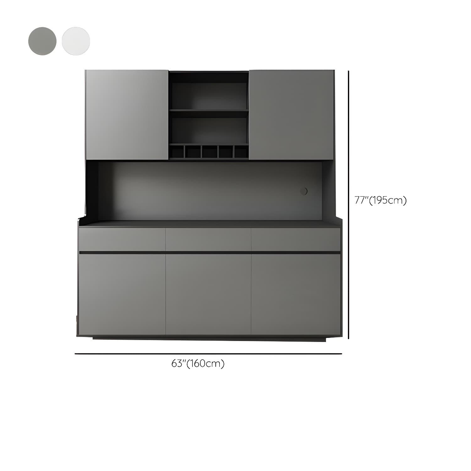 Five Doors Three Drawers Sideboard Glam Buffet Server for Living Room - image 18