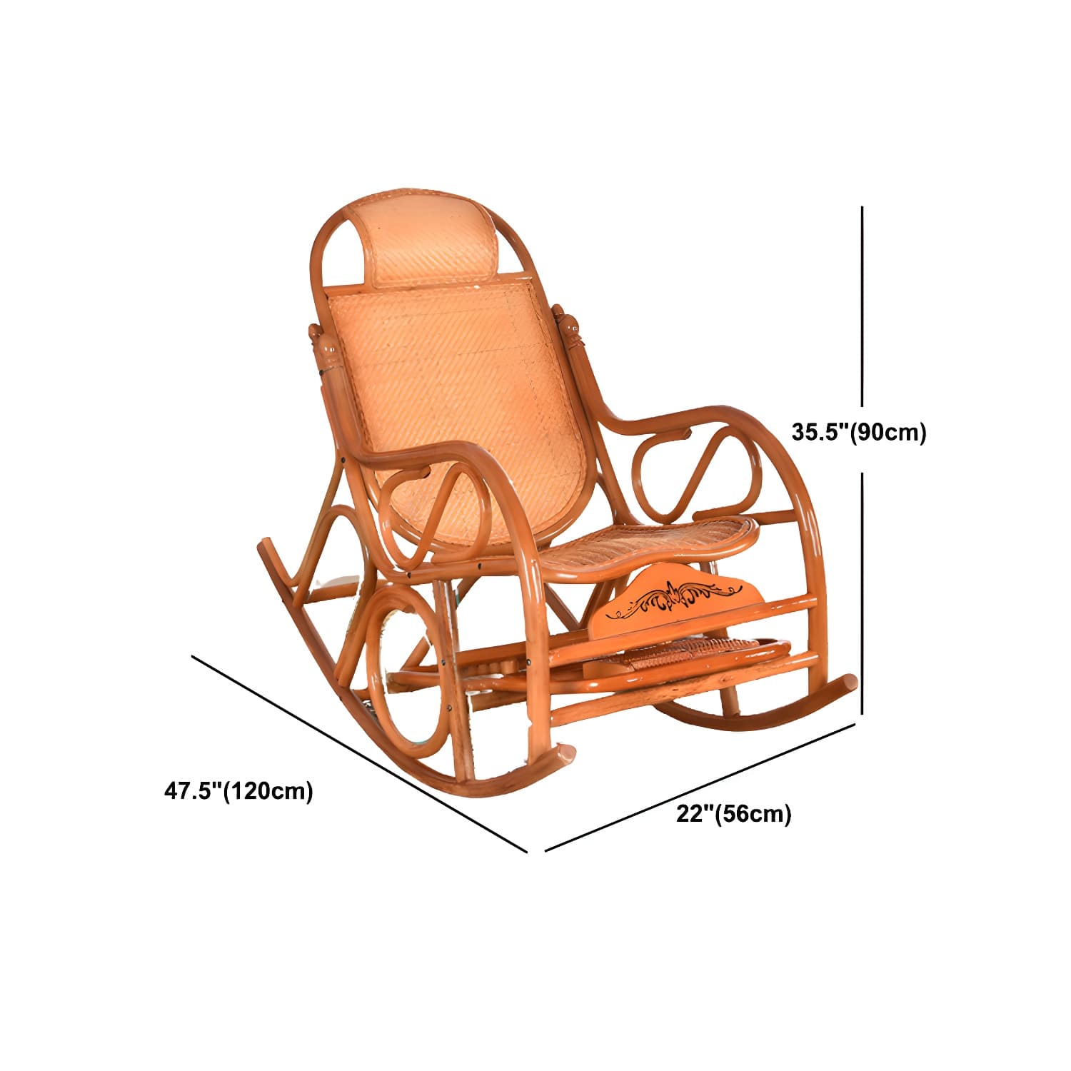 Traditional Rocking Chair Wicker Spindle Backrest Solid Color Indoor Rocking Chair - image 24