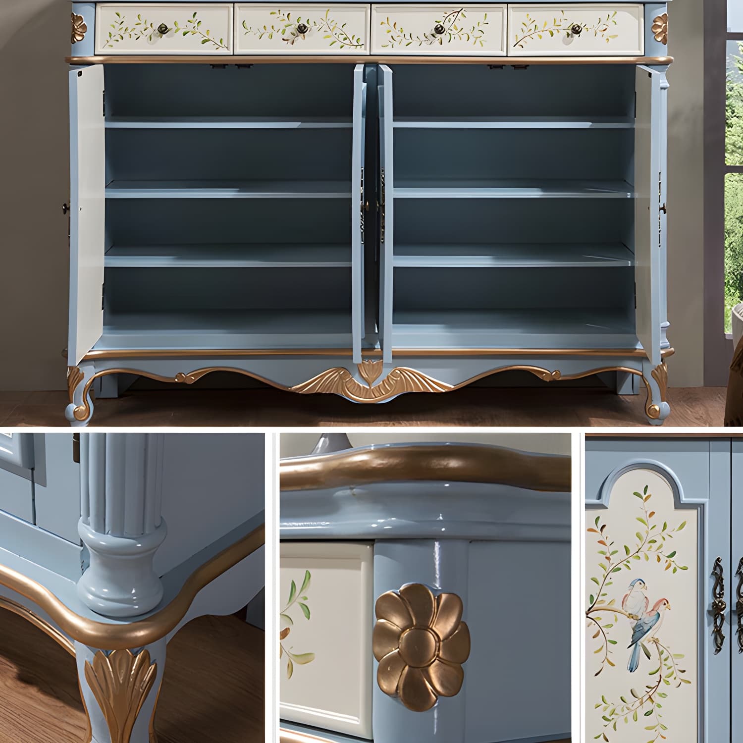 Glam Style Wood Sideboard with Drawers Dining Server for Kitchen - image 11