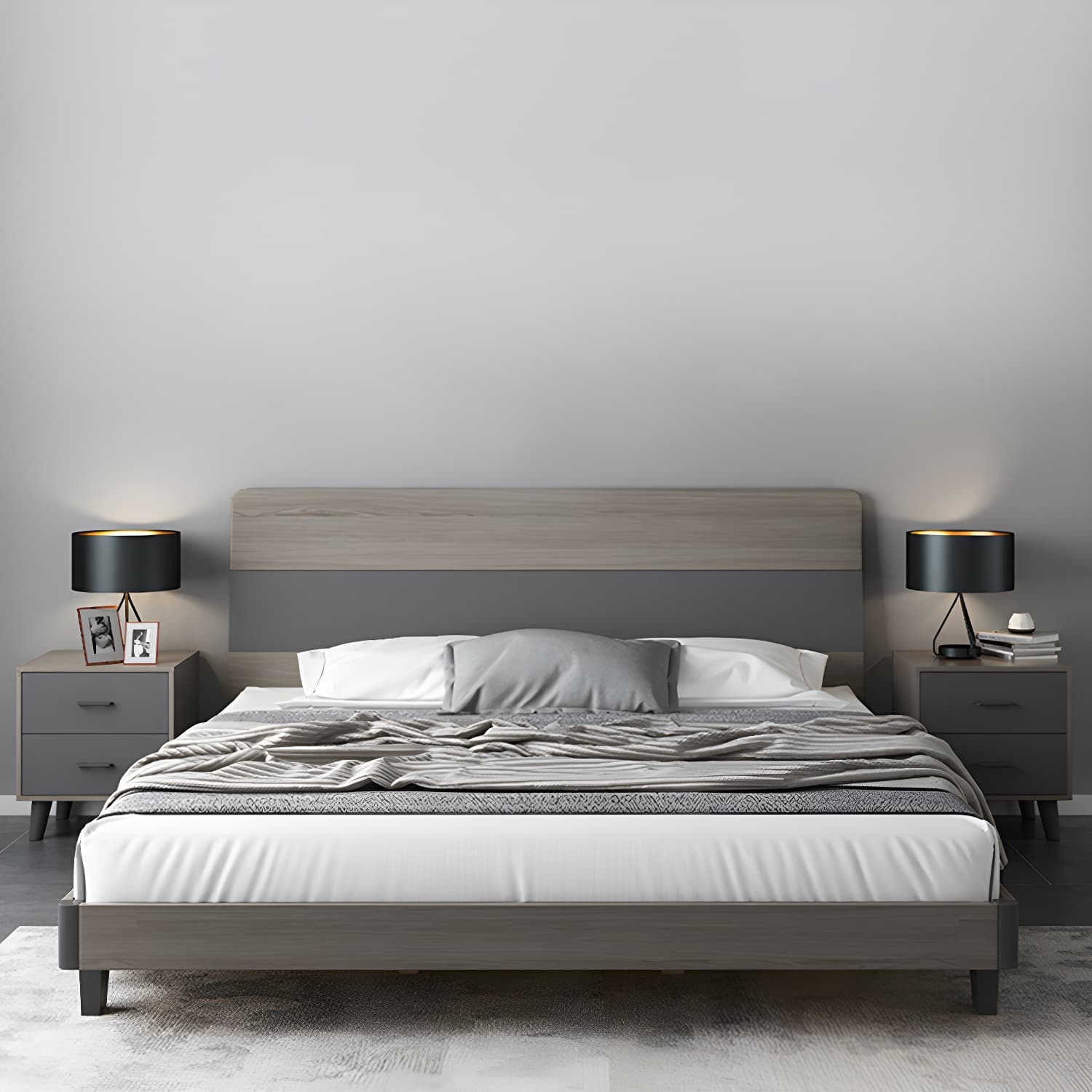 Modern Style Wood Bed with Headboard Low Profile Standard Bed - image 16