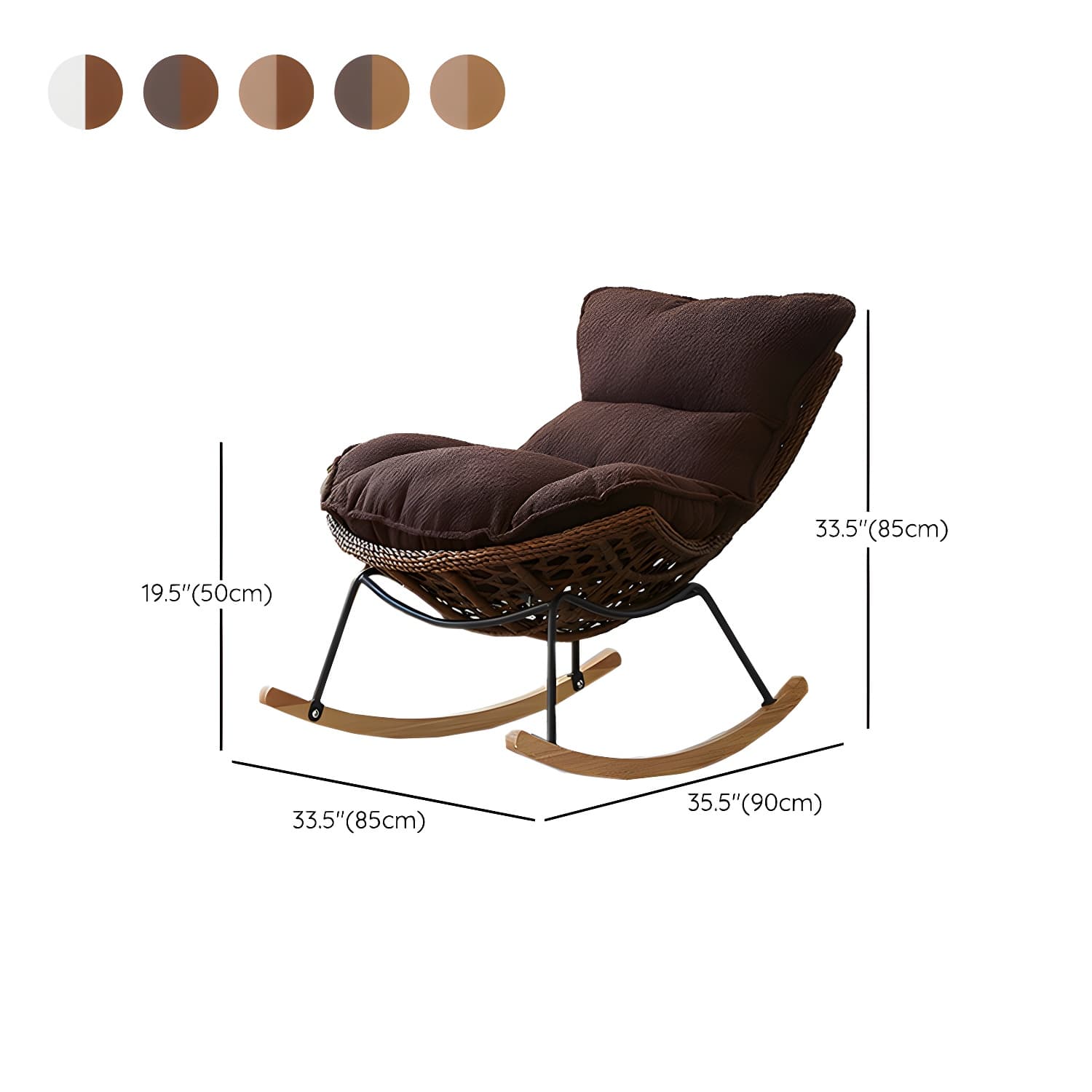 Elegant Walnut Wood Rocking Chair for Modern Living - Upholstered Seating and Stylish Track Arms - image 17
