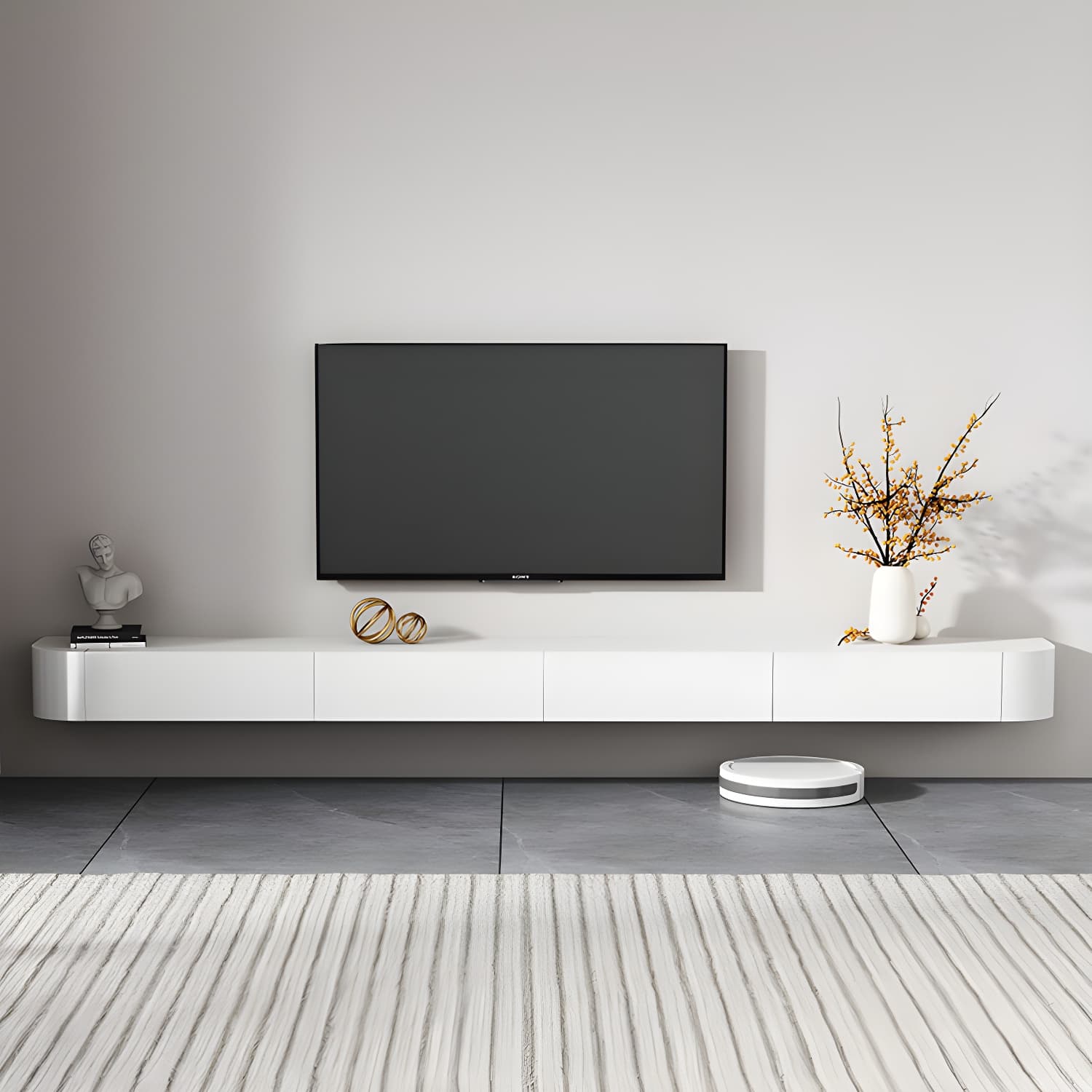 Floating Mount TV Stand Modern TV Stand Console with Drawers