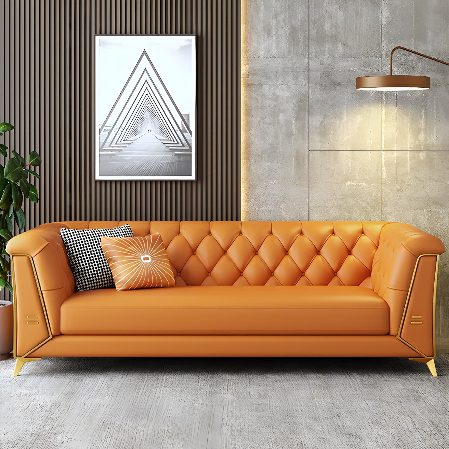 Glam Wood Frame Standard Sofa with Tuxedo Arms in Solid Color - image 11